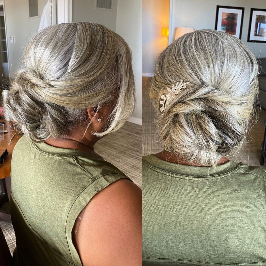 Fancy Gray Chignon for Mother-of-the-Bride