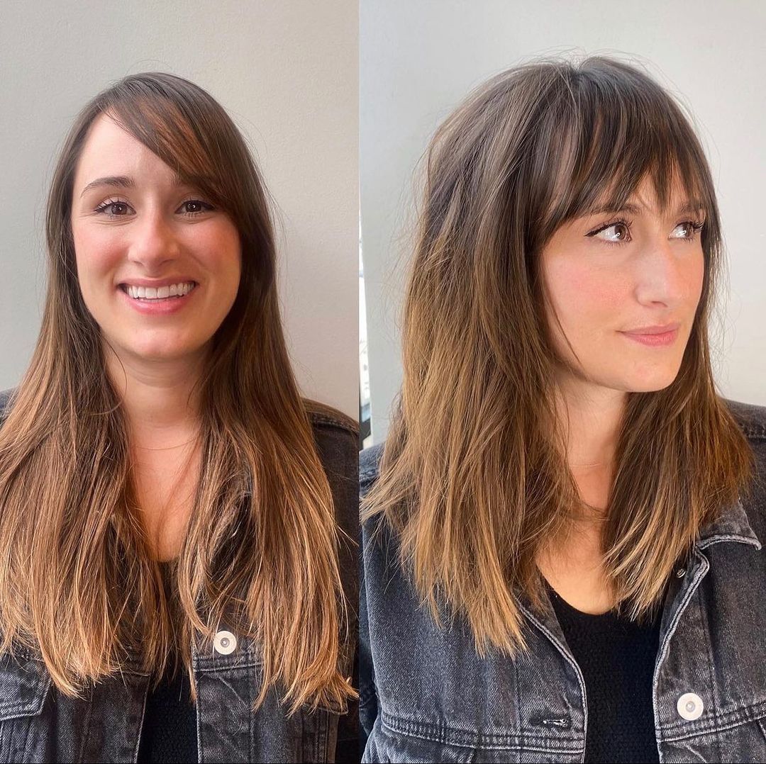 Volume-Boosting Medium Haircut with Bangs