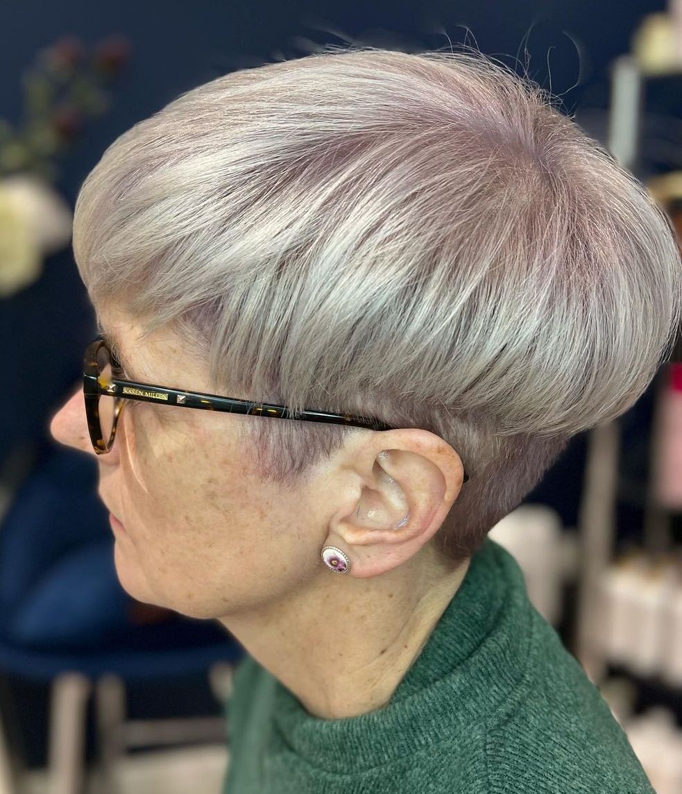 Silver Undercut Pixie for Older Women