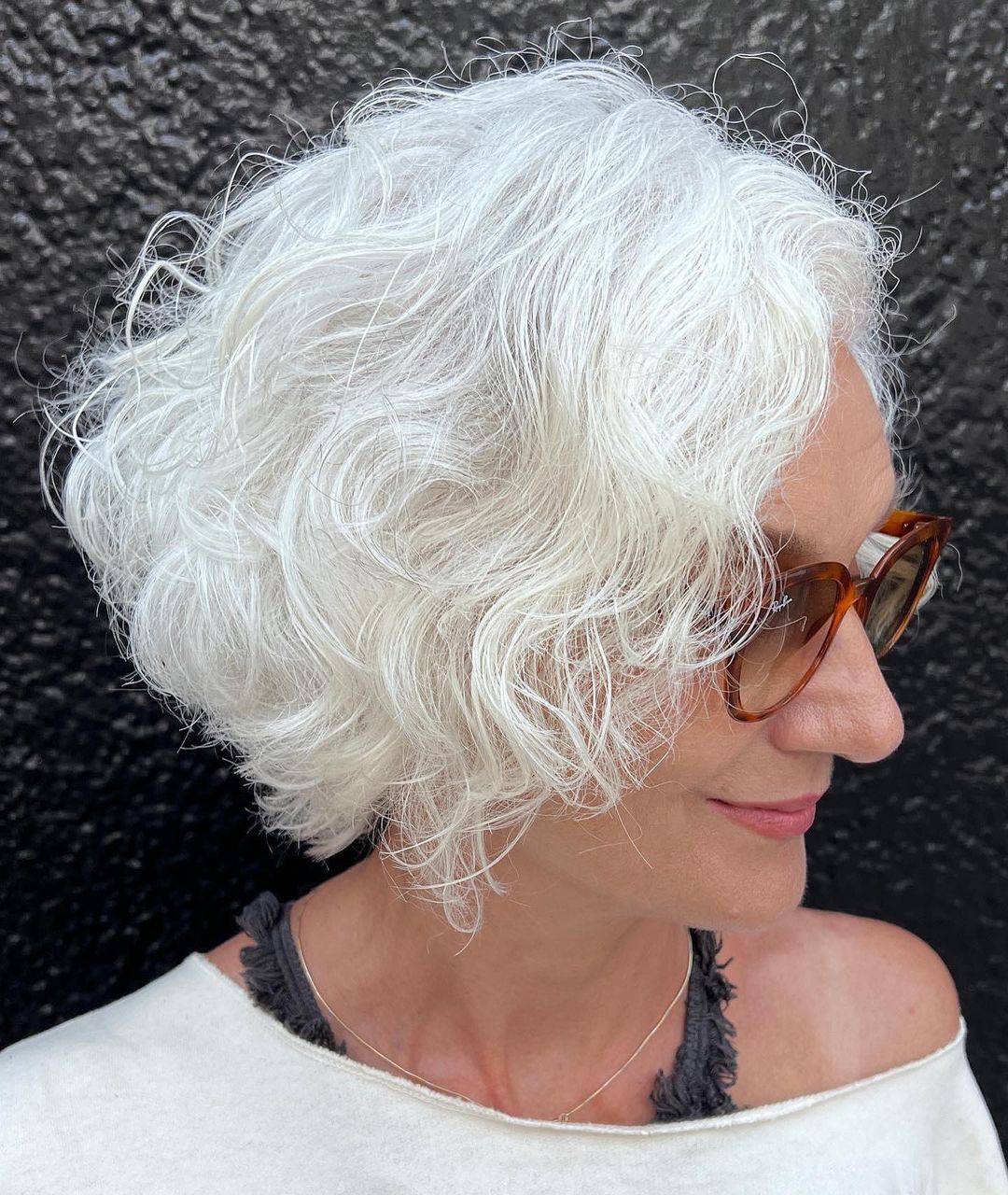 White Wavy Bob for Women Over 40