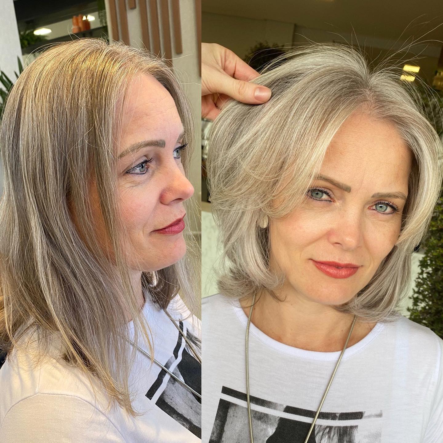 Over 40 Tousled Bob with Parted Bangs