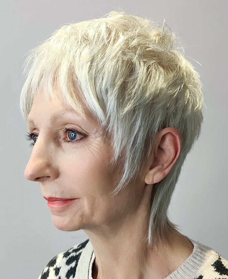 Over 50 Blonde Pixie Mullet to Look Younger