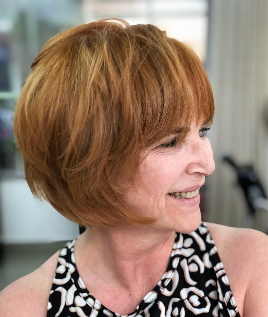 Short Rounded Ginger Bob with Bangs