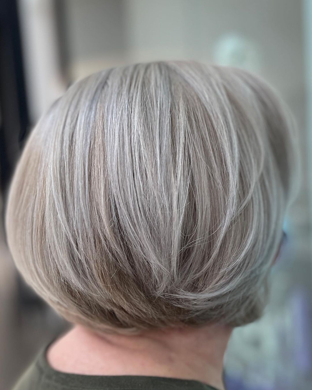 Neat Ash Bob with Gray Highlights