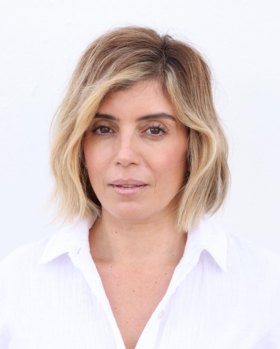 Blonde Chin-Length Bob Over 40