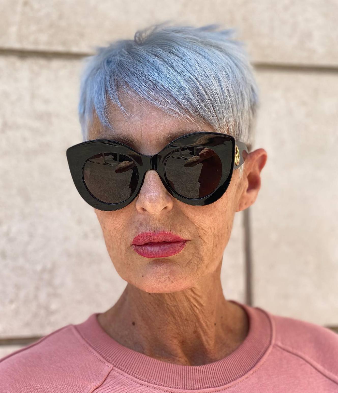 Short Straight Gray Cut for Older Ladies