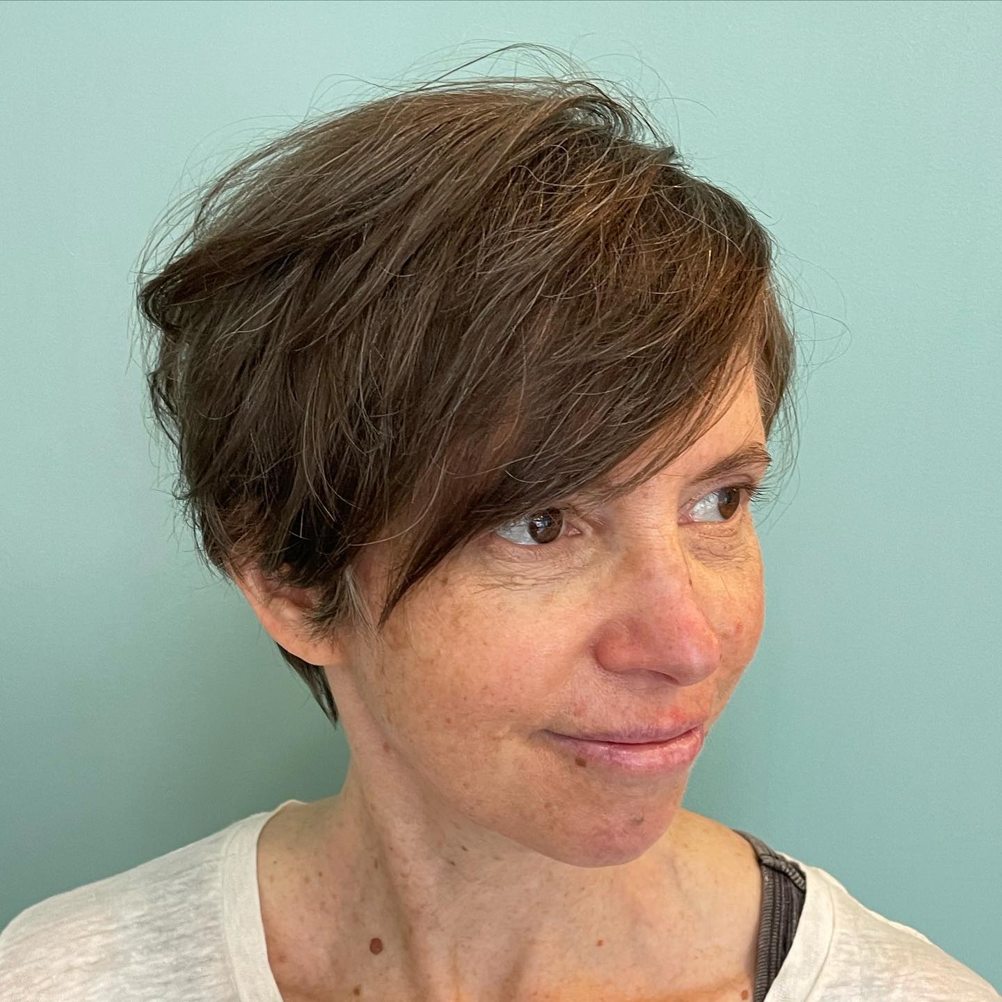 50+ Short Layered Cut with Bangs