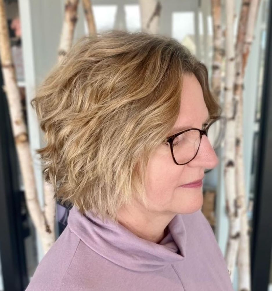 Short Bob with Tousled Waves for Older Women