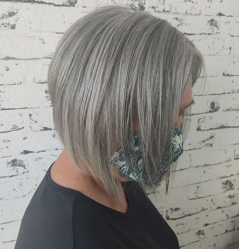 Straight Gray Bob with Lowlights