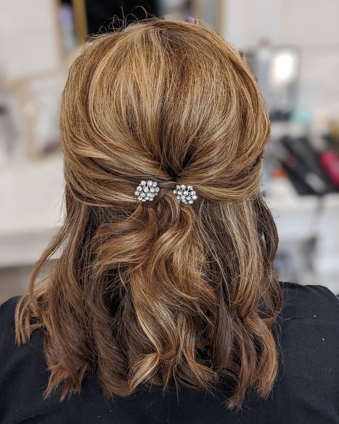 Half-Up Midi Hairstyle for Mother-of-the-Bride