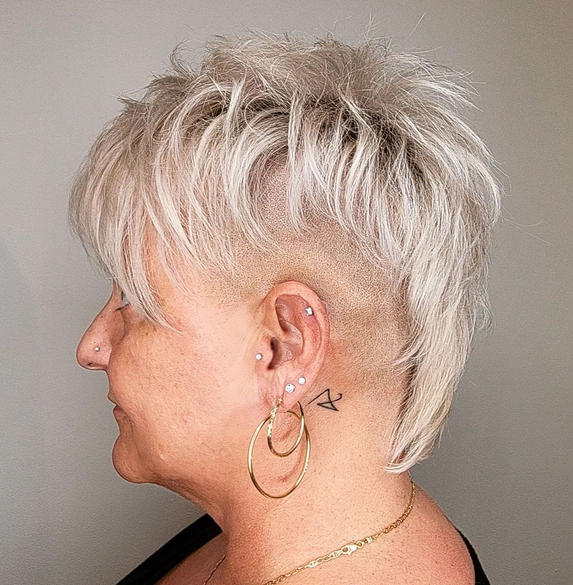 Feathered Silver Mohawk for Older Women