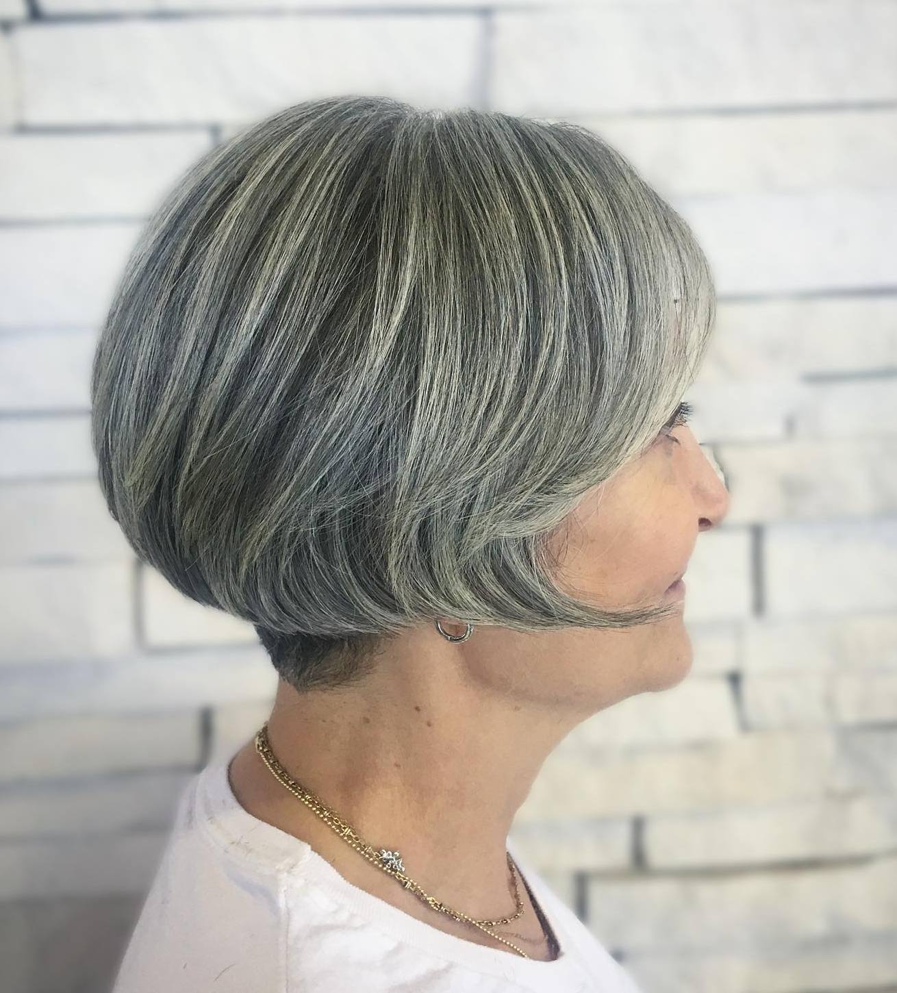 Swoopy Bangs for Short Gray Bob